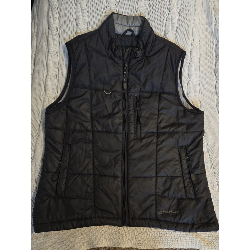 Eddie Bauer EBTEK Womens Medium Black Puffer Vest Full‎ Zip PrimaLoft Outdoor